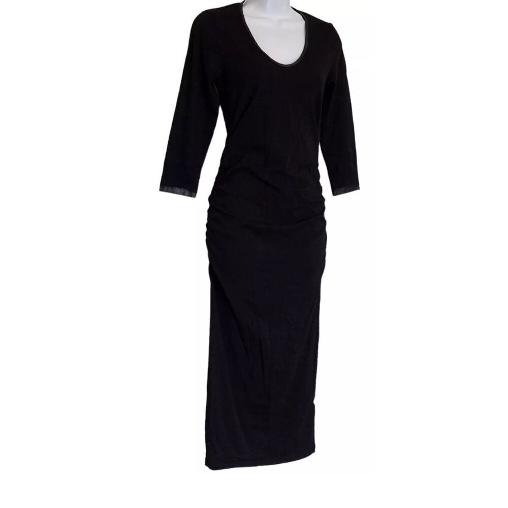 Beautiful UNIQUE Michael Stars Anthropologie  Black Maxi Dress Longsleeves Bodyc - Picture 2 of 10